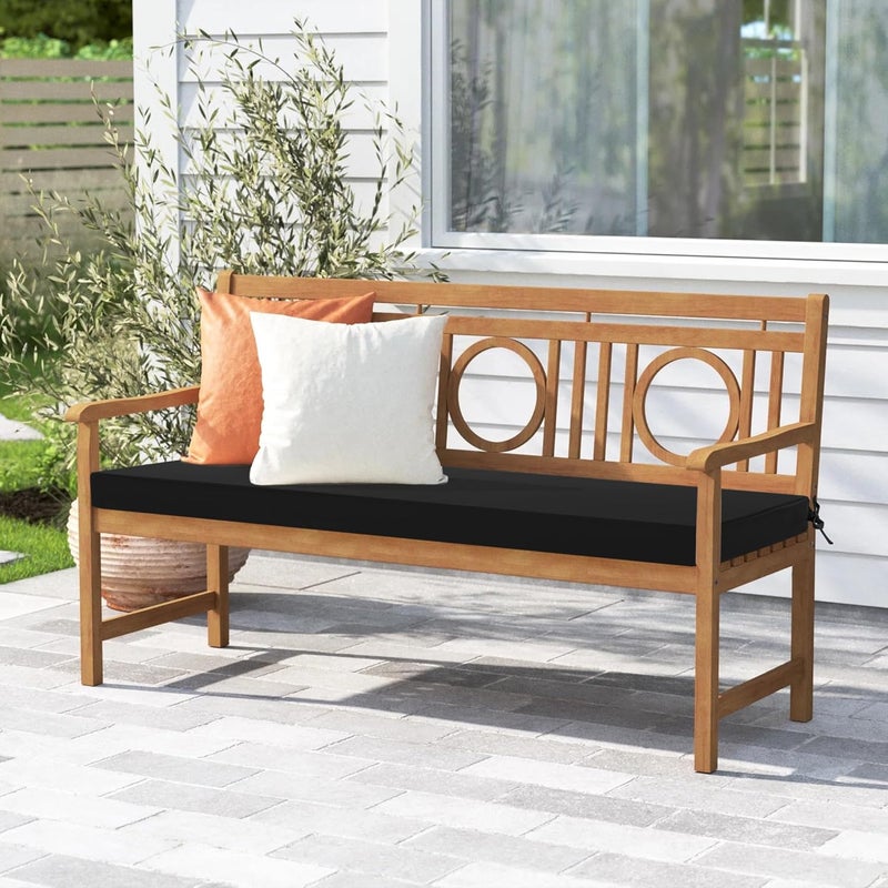 Summsun Outdoor Bench Cushion: Waterproof and Fade Resistant Patio Furniture Cushions - Non-Slip Bench Pad Cushion with Removable Cover for Garden Swing Porch Sofa Settee, 45 x 18 Inch, Black - Image 2
